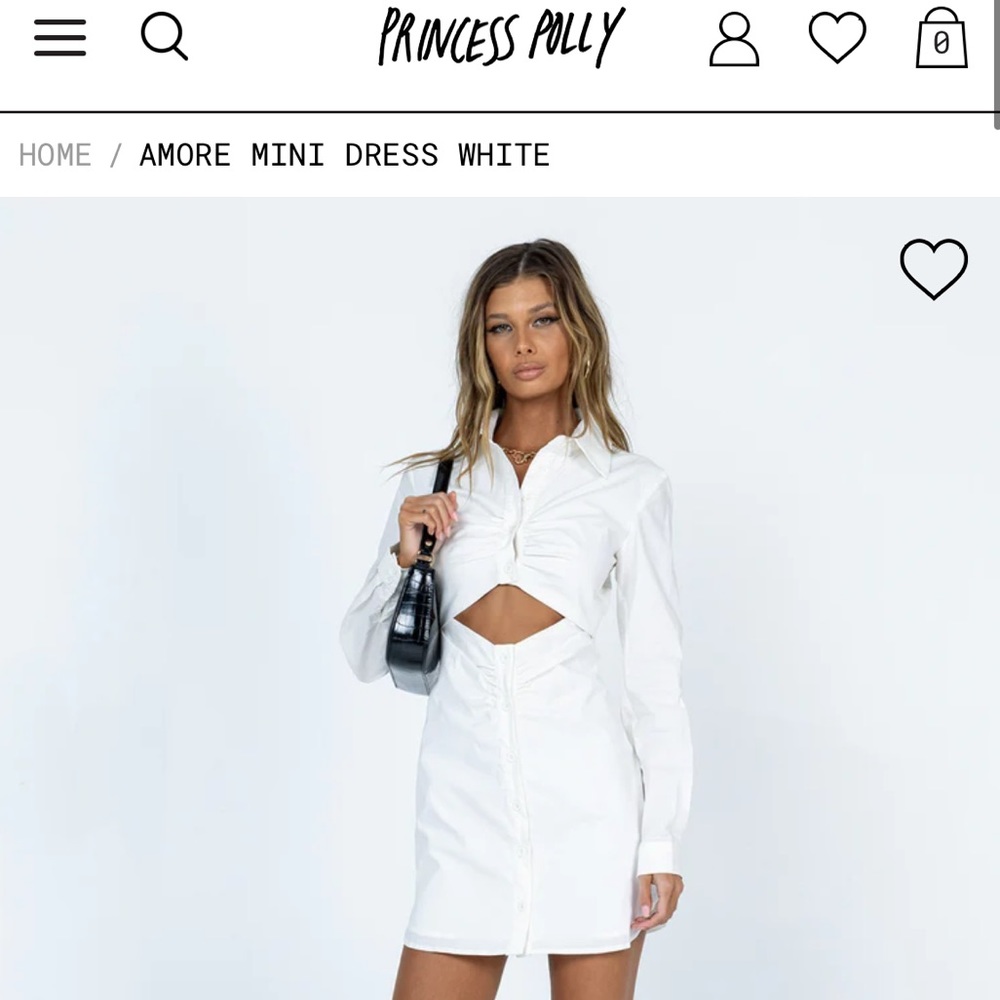 Size 10 Amore Mini Dress White from Princess Polly